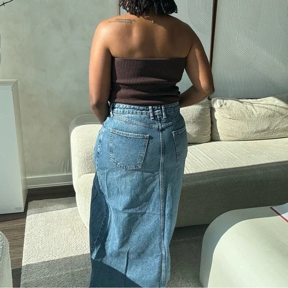 Free people Denim Maxi Skirt sz 10 - Picture 2 of 3